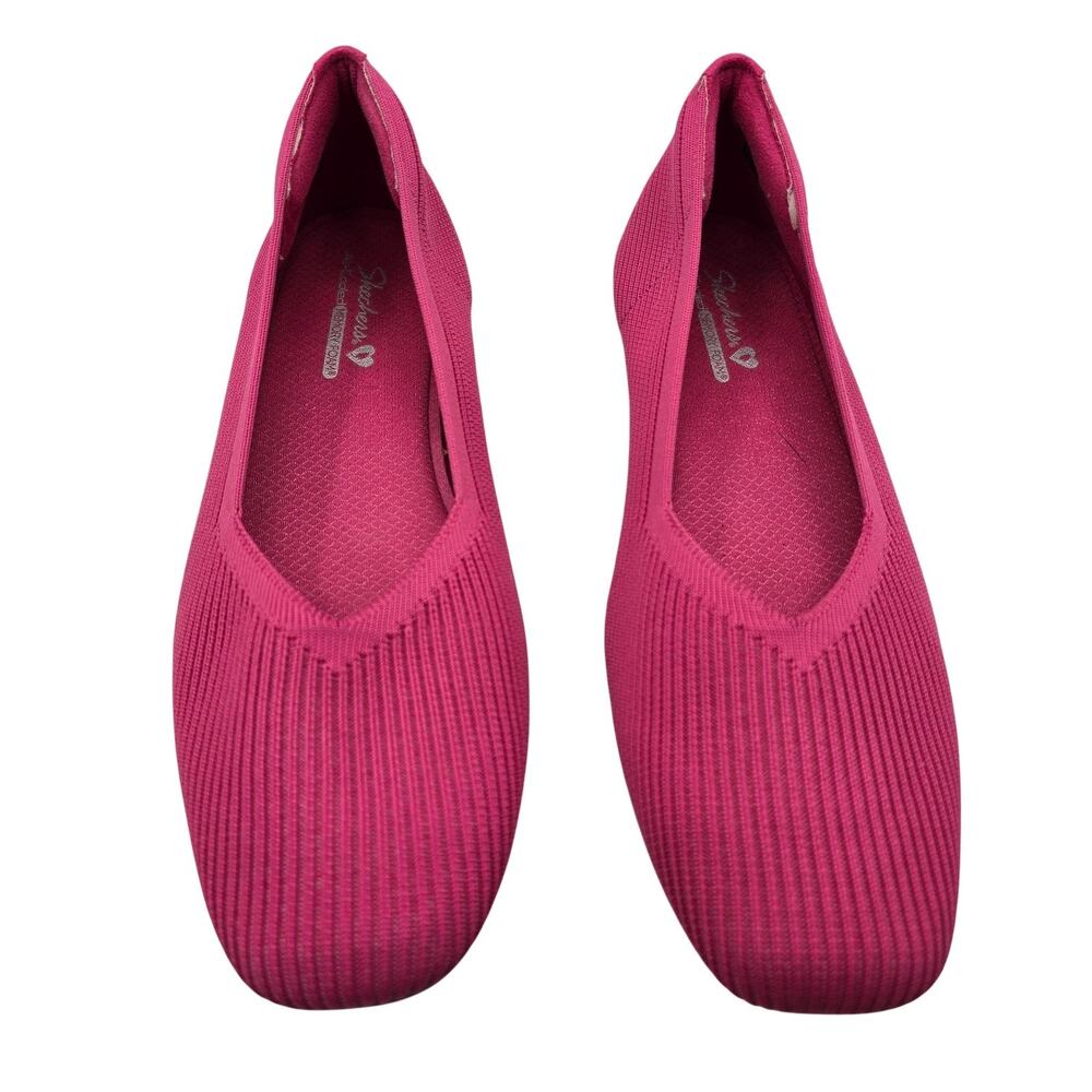 Skechers Flats Womens Size 8 Pink Ballet Shoes Square Toe Memory Foam Comfort